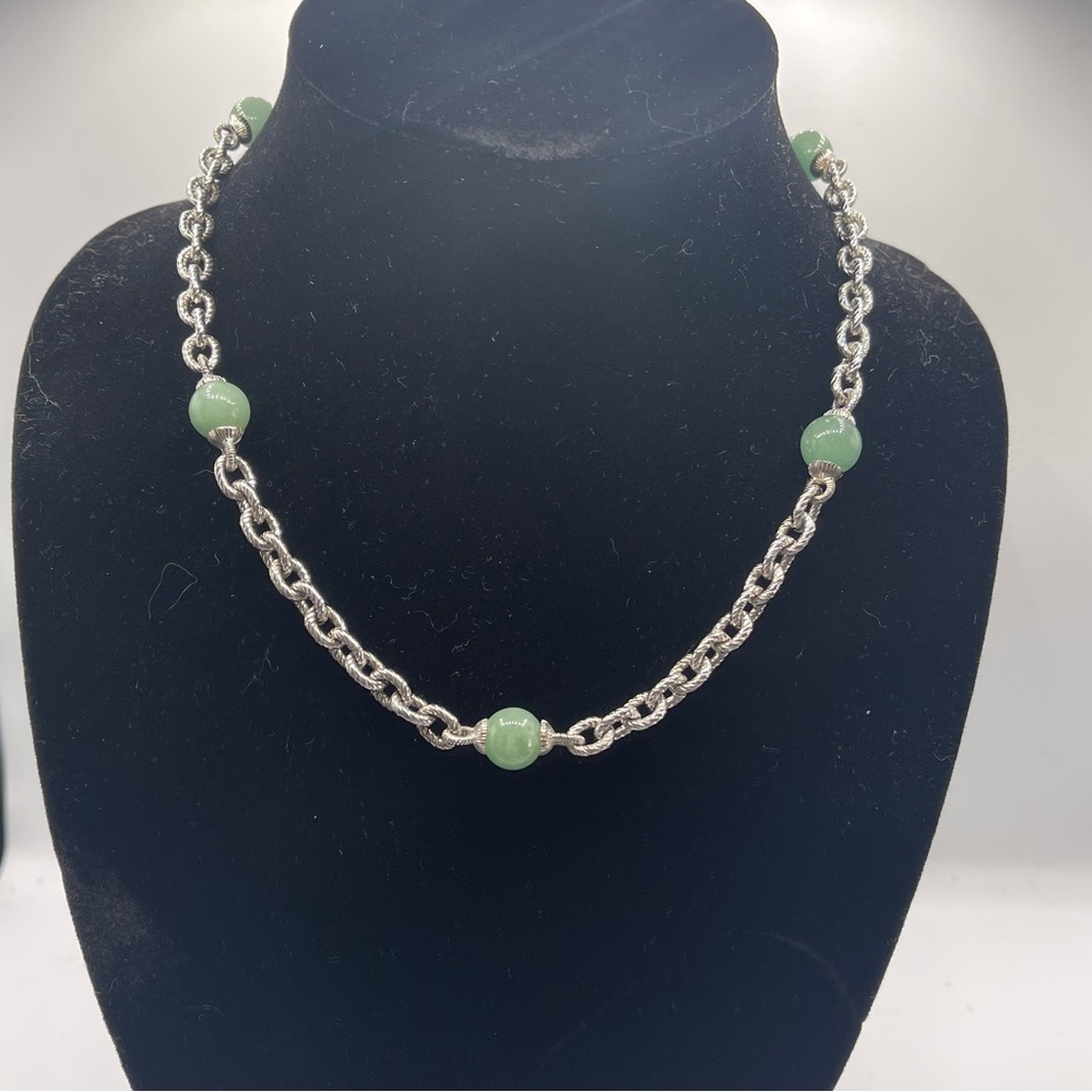 Judith Ripka jade and silver necklace
